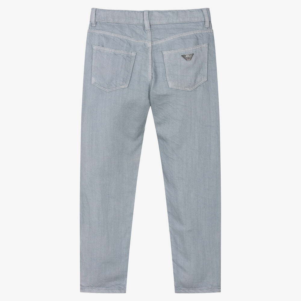Emporio Armani-Голубые льняные брюки для мальчиков | Childrensalon Outlet