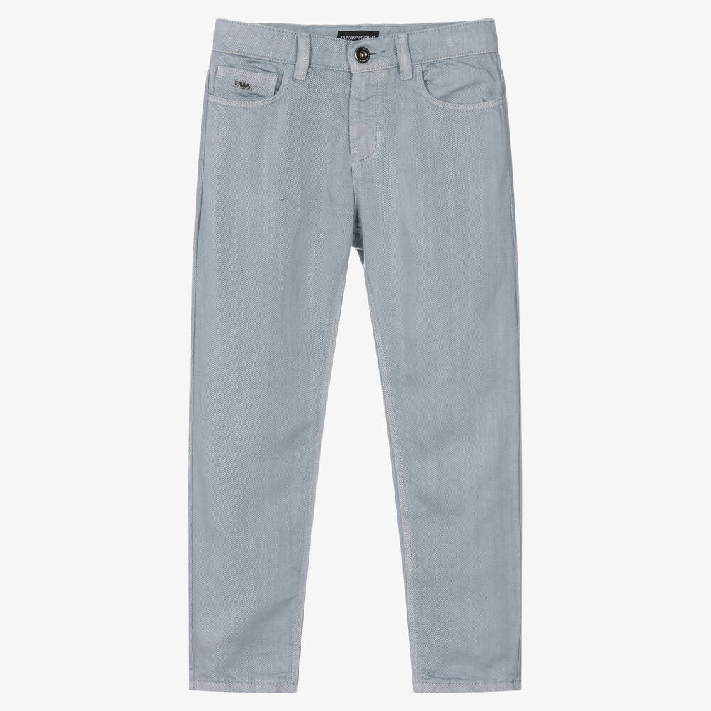 Emporio Armani-Boys Light Blue Linen Trousers | Childrensalon Outlet