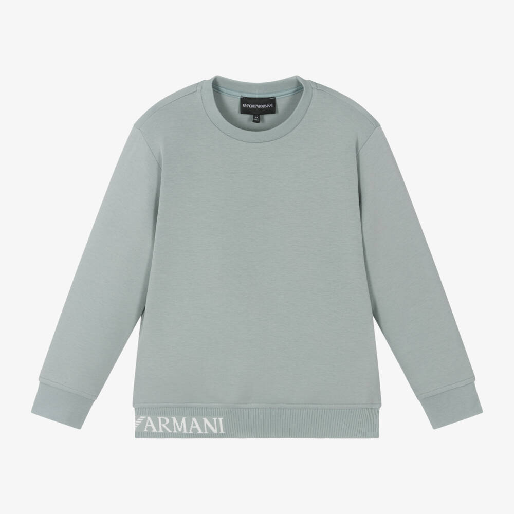 Emporio Armani-Boys Light Blue Logo Sweatshirt | Childrensalon Outlet