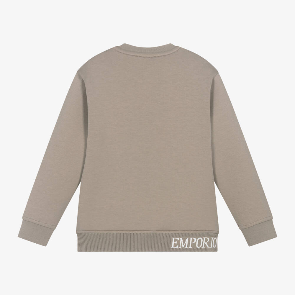 إEmporio Armani-سويتشيرت قطن لون بيج للأولاد | Childrensalon Outlet