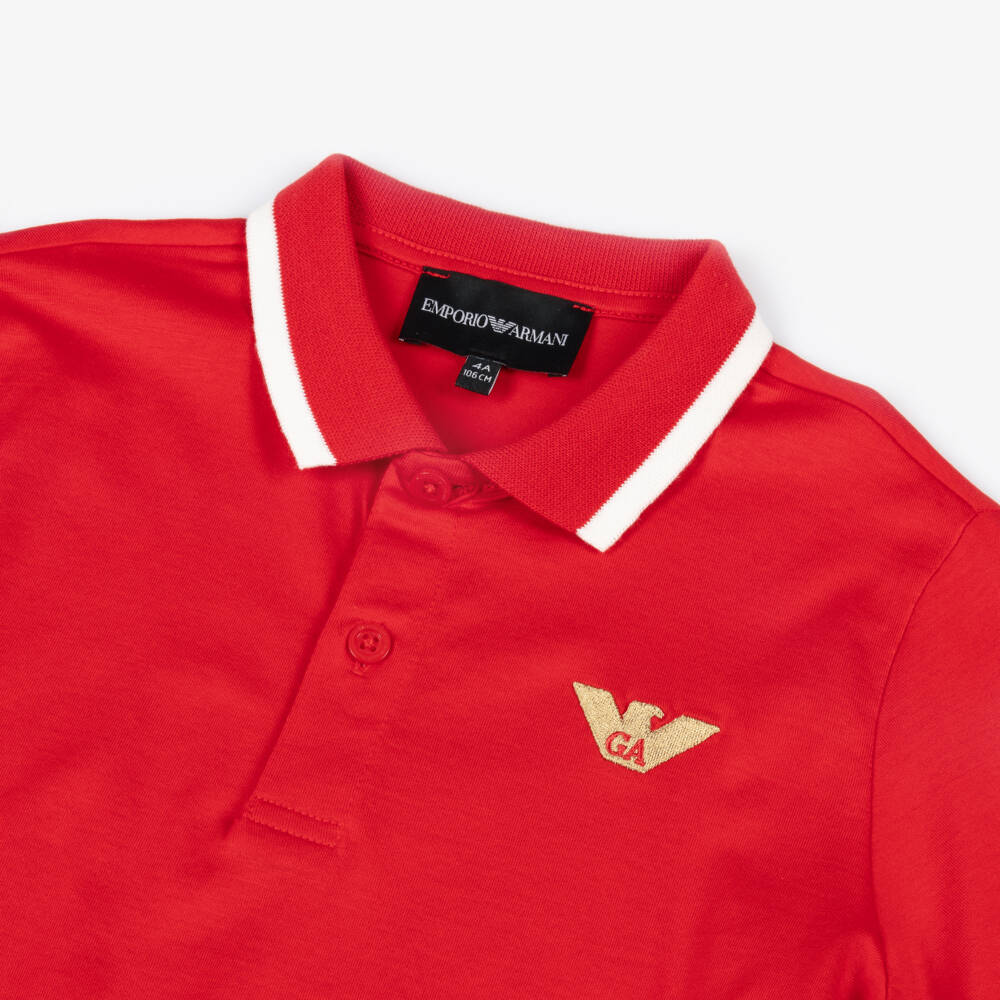 Emporio Armani-Роскошная красная рубашка поло для мальчиков | Childrensalon Outlet