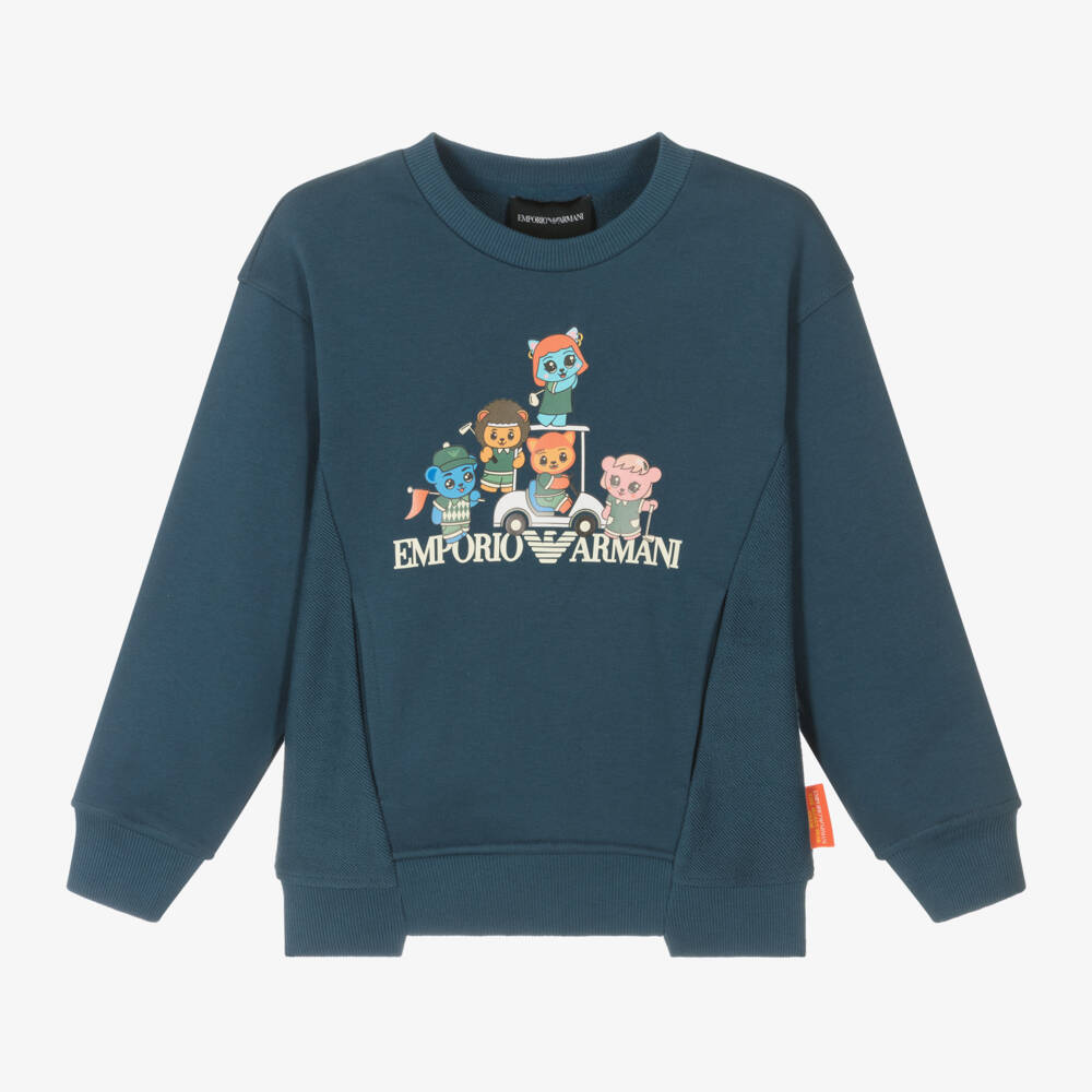 Emporio Armani-Boys Manga Bear Navy Sweatshirt | Childrensalon Outlet