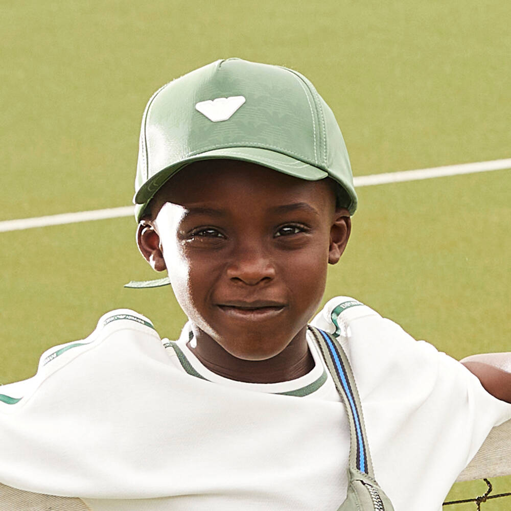 Emporio Armani-Boys Mesh-Back Green Logo Hat | Childrensalon Outlet