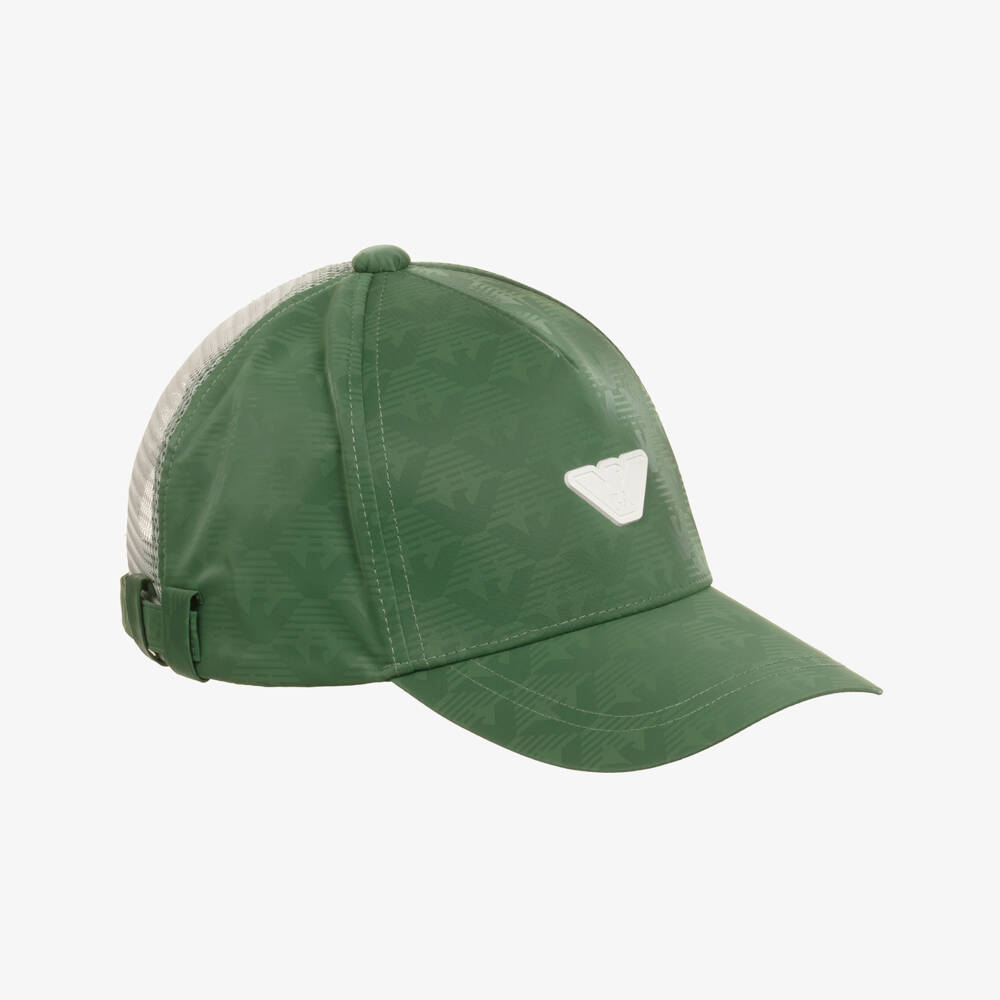 Emporio Armani-Boys Mesh-Back Green Logo Hat | Childrensalon Outlet