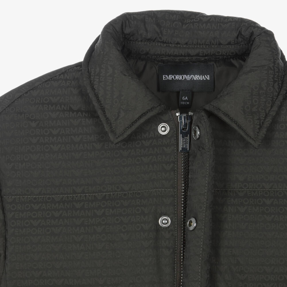Emporio Armani-Куртка-пуховик хаки для мальчиков | Childrensalon Outlet