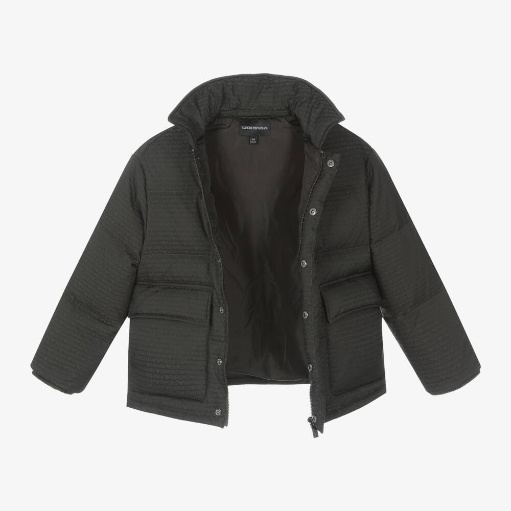 Emporio Armani-Куртка-пуховик хаки для мальчиков | Childrensalon Outlet