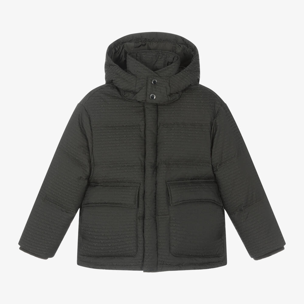 Emporio Armani-Куртка-пуховик хаки для мальчиков | Childrensalon Outlet