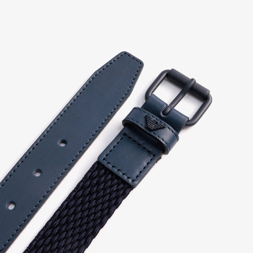 Emporio Armani-Boys Navy Blue Braided Belt | Childrensalon Outlet