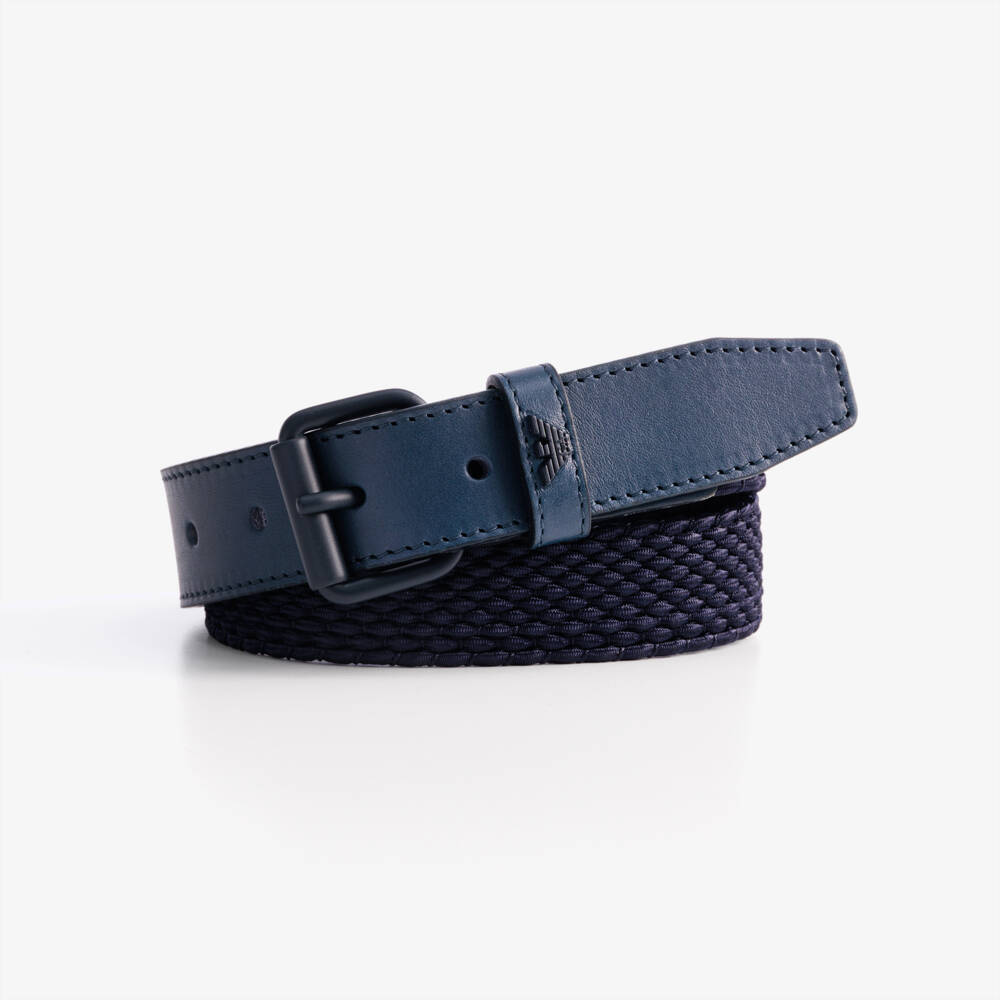 Emporio Armani-Boys Navy Blue Braided Belt | Childrensalon Outlet
