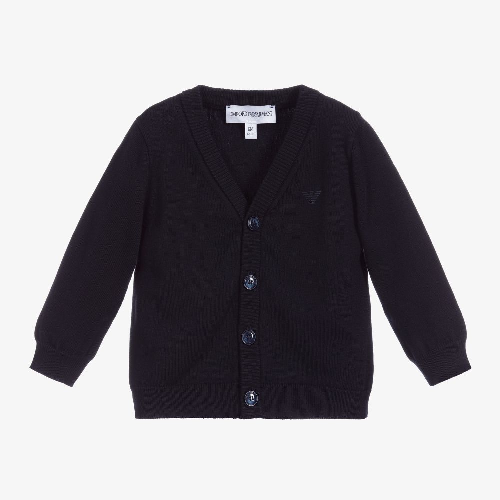 Emporio Armani - Boys Navy Blue Cardigan | Childrensalon