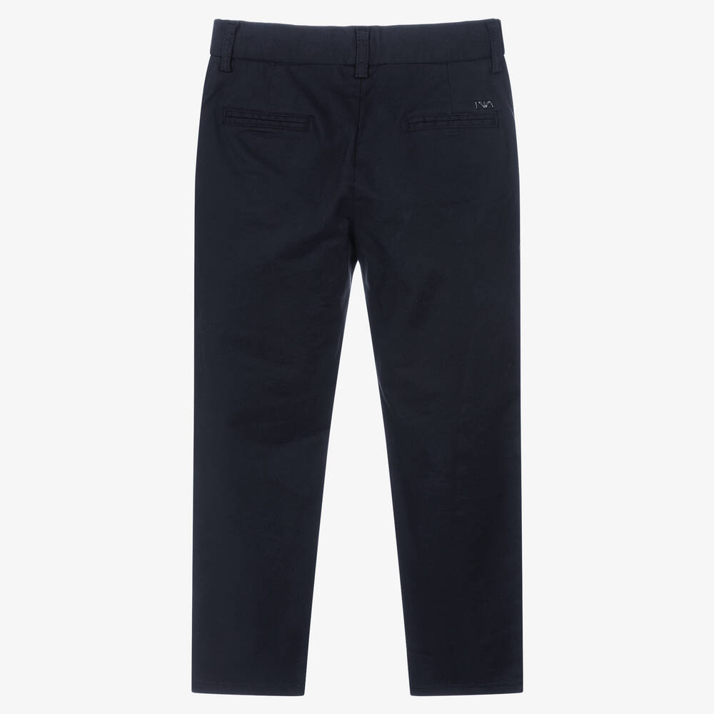 Emporio Armani-Boys Navy Blue Chino Trousers | Childrensalon Outlet