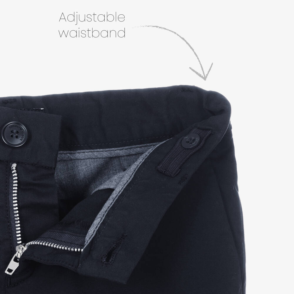 Emporio Armani-Boys Navy Blue Chino Trousers | Childrensalon Outlet