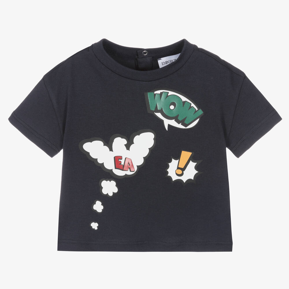 Emporio Armani - T-shirt bleu marine BD garçon | Childrensalon