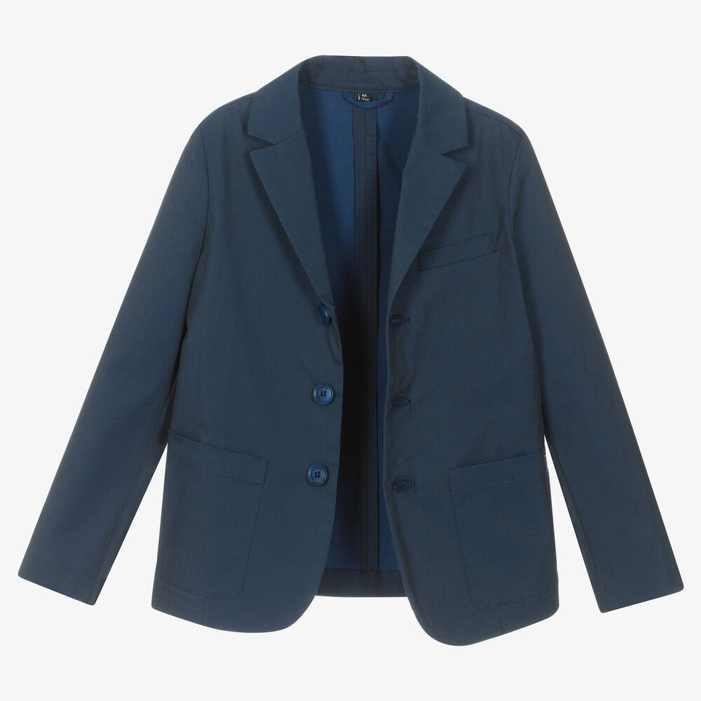 إمبوريو أرماني-جاكيت بلايزر قطن تويل لون كحلي للأولاد | Childrensalon Outlet