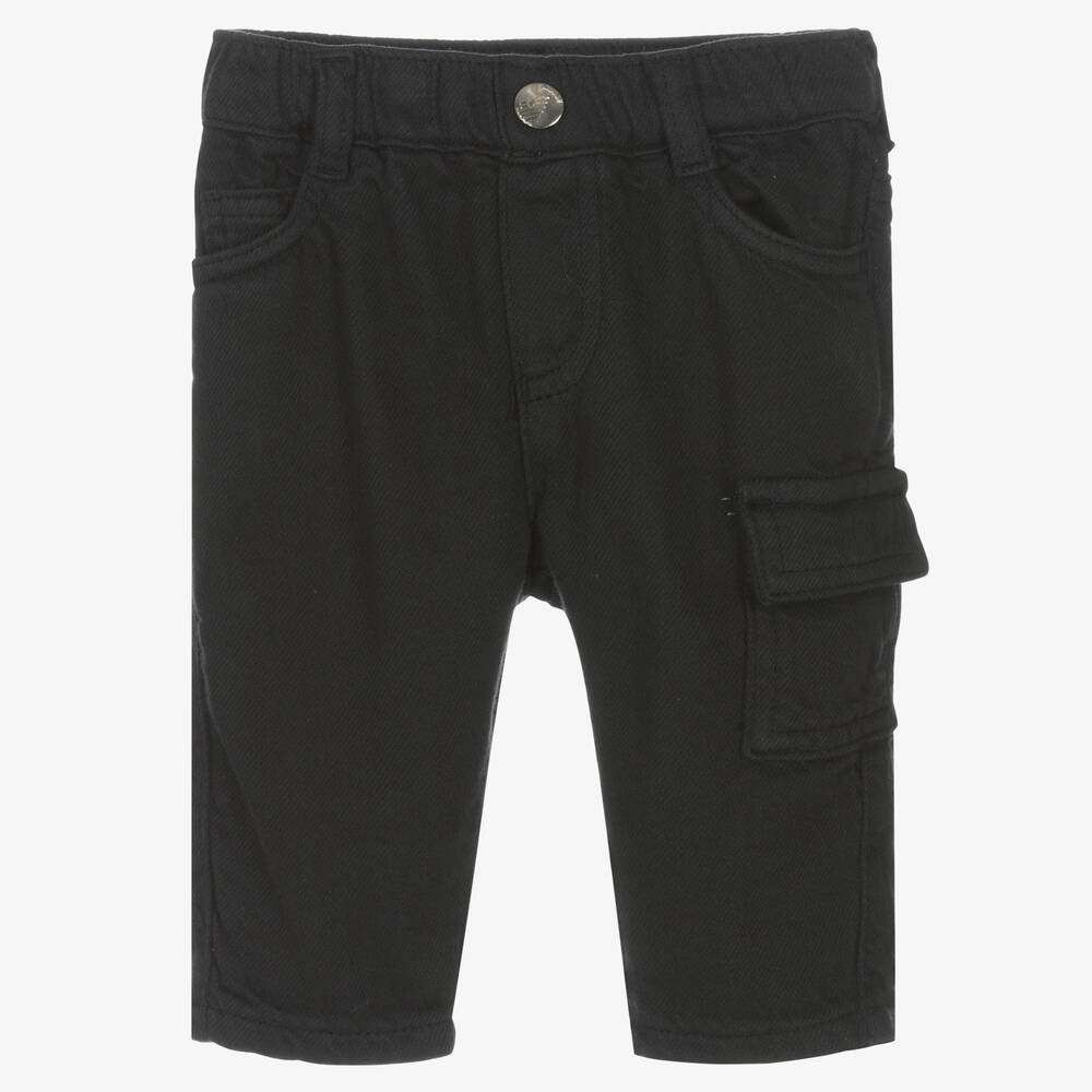 Emporio Armani - Boys Navy Blue Cotton Cargo Trousers | Childrensalon