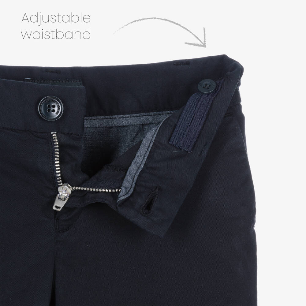 Emporio Armani-Boys Navy Blue Cotton Chino Trousers | Childrensalon Outlet