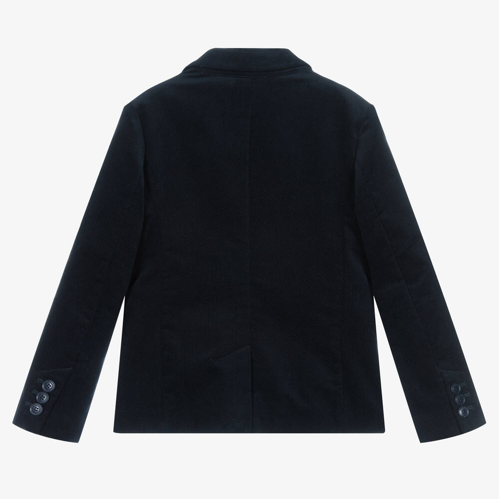 Emporio Armani-Boys Navy Blue Cotton Corduroy Blazer | Childrensalon Outlet