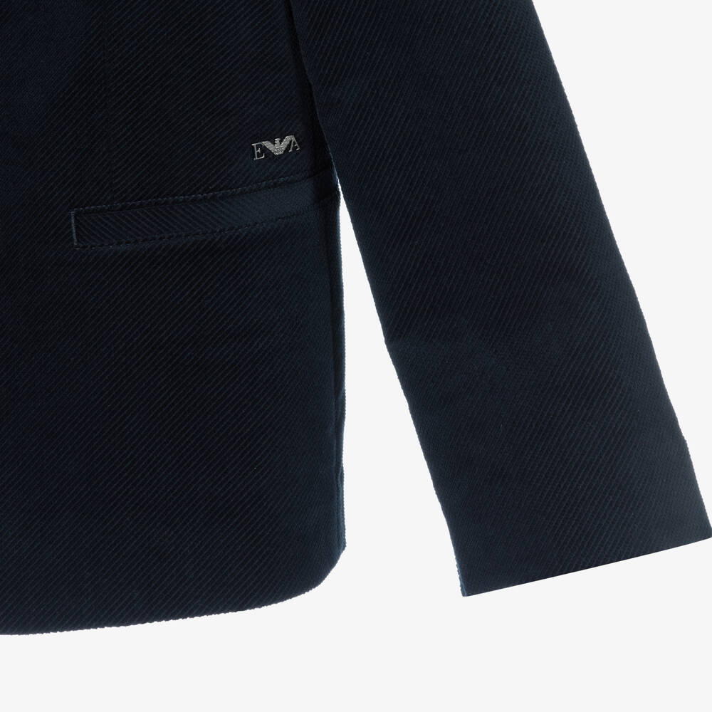 Emporio Armani-Boys Navy Blue Cotton Corduroy Blazer | Childrensalon Outlet