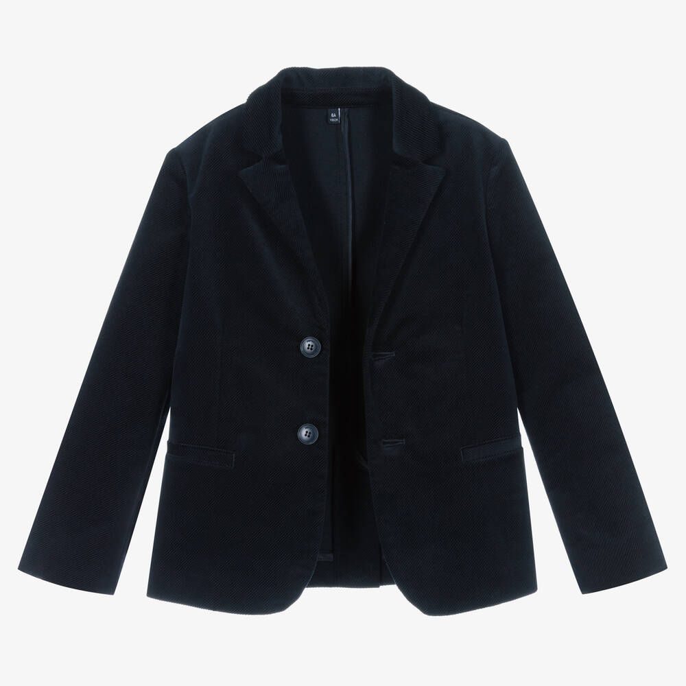 Emporio Armani-Boys Navy Blue Cotton Corduroy Blazer | Childrensalon Outlet
