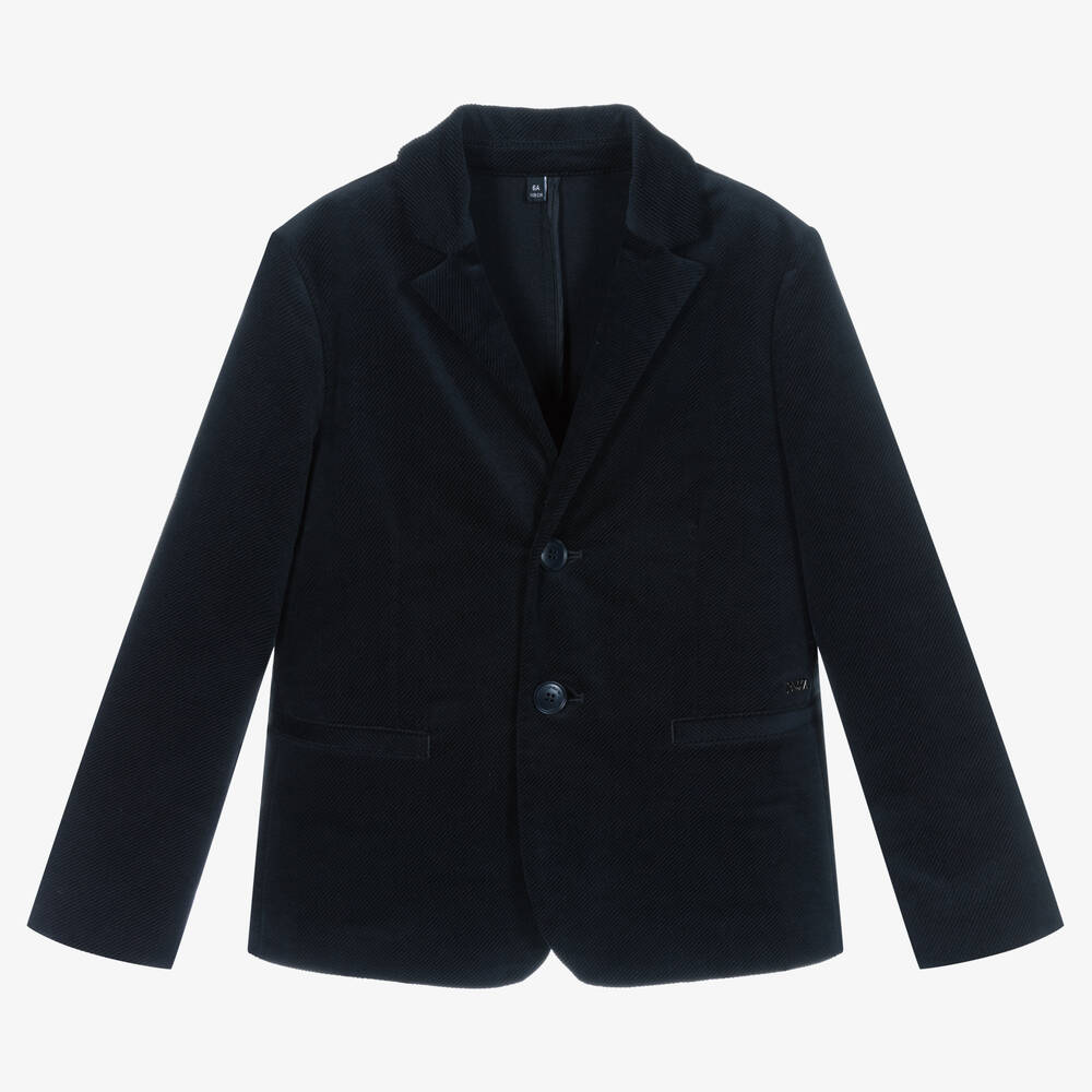 Emporio Armani - Boys Navy Blue Cotton Corduroy Blazer | Childrensalon