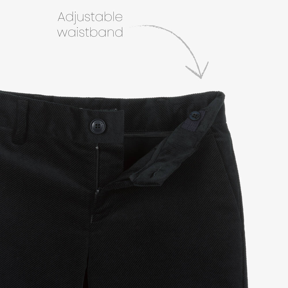 Emporio Armani-Boys Navy Blue Cotton Corduroy Trousers | Childrensalon Outlet