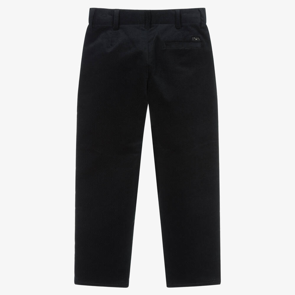 Emporio Armani-Boys Navy Blue Cotton Corduroy Trousers | Childrensalon Outlet