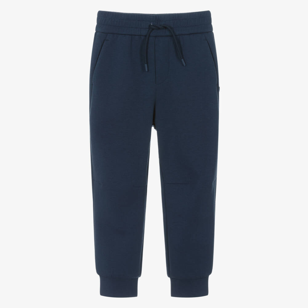 Emporio Armani-Boys Navy Blue Cotton Drawstring Joggers | Childrensalon Outlet
