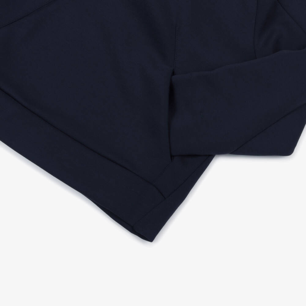 Emporio Armani-Boys Navy Blue Cotton Eagle Logo Hoodie | Childrensalon Outlet