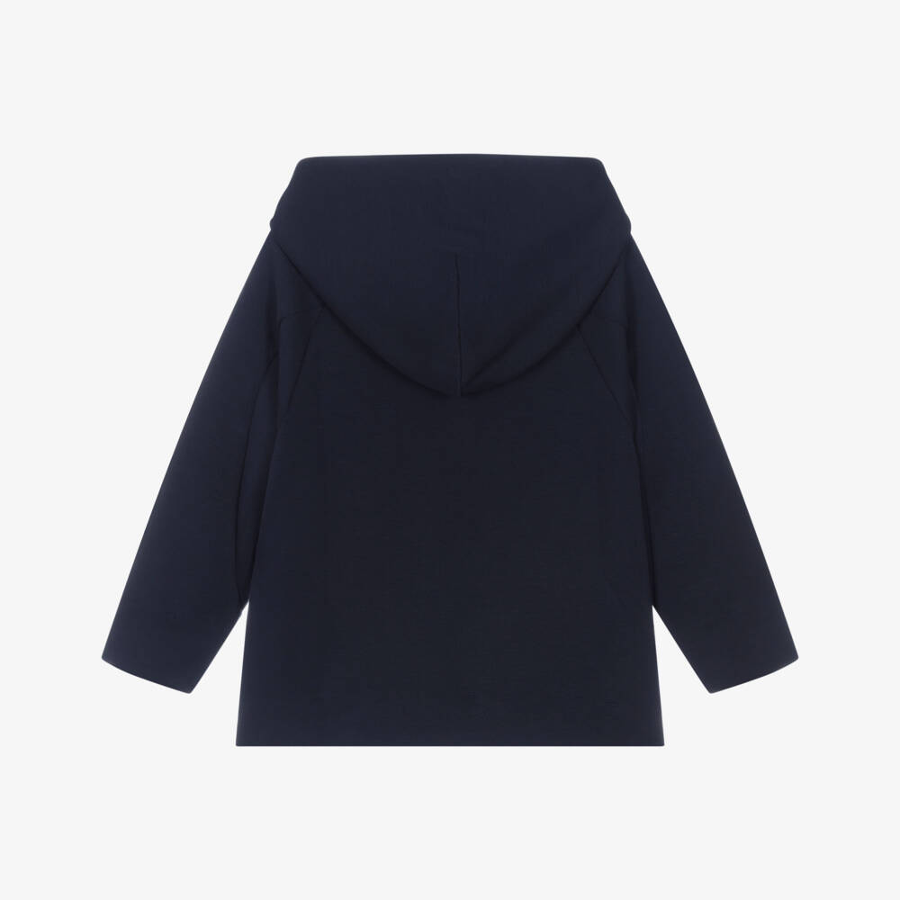 Emporio Armani-Boys Navy Blue Cotton Eagle Logo Hoodie | Childrensalon Outlet