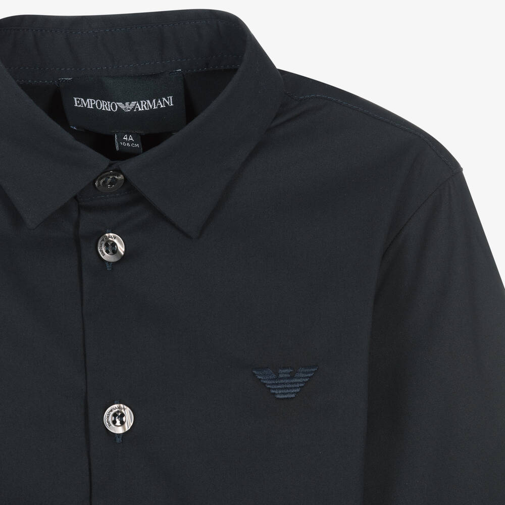 EMPORIO ARMANI | Midnight blue Men's Solid Color Shirt | YOOX