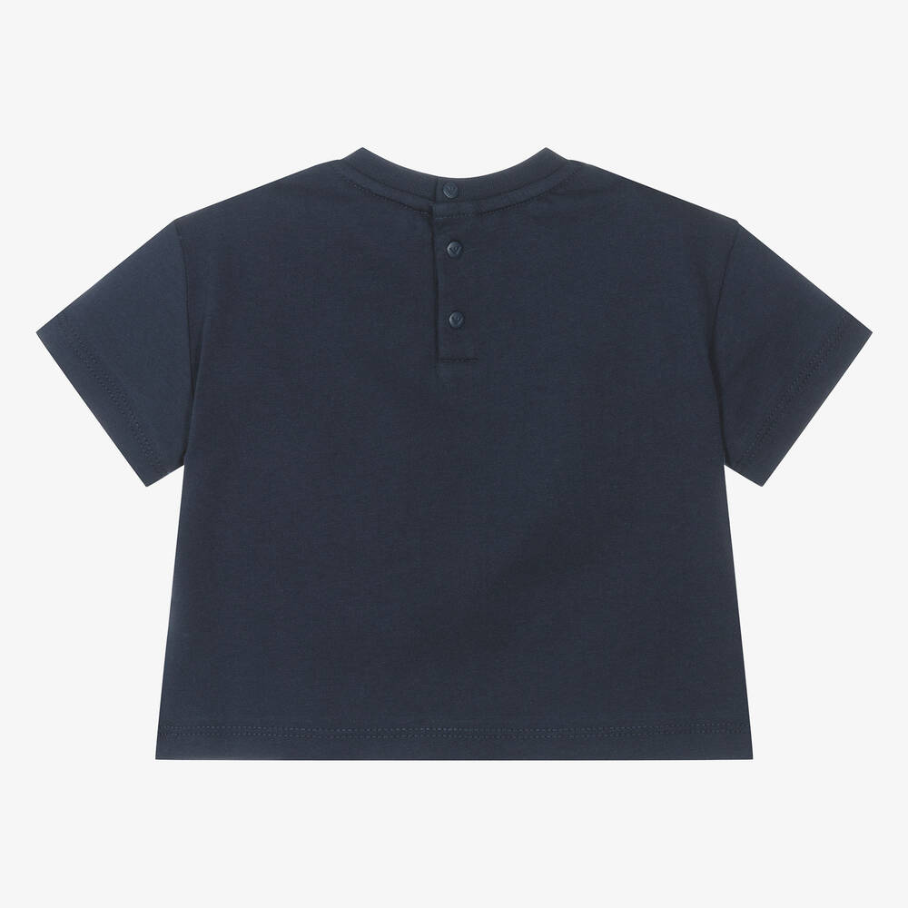 Emporio Armani-Boys Navy Blue Cotton Eagle T-Shirt | Childrensalon Outlet