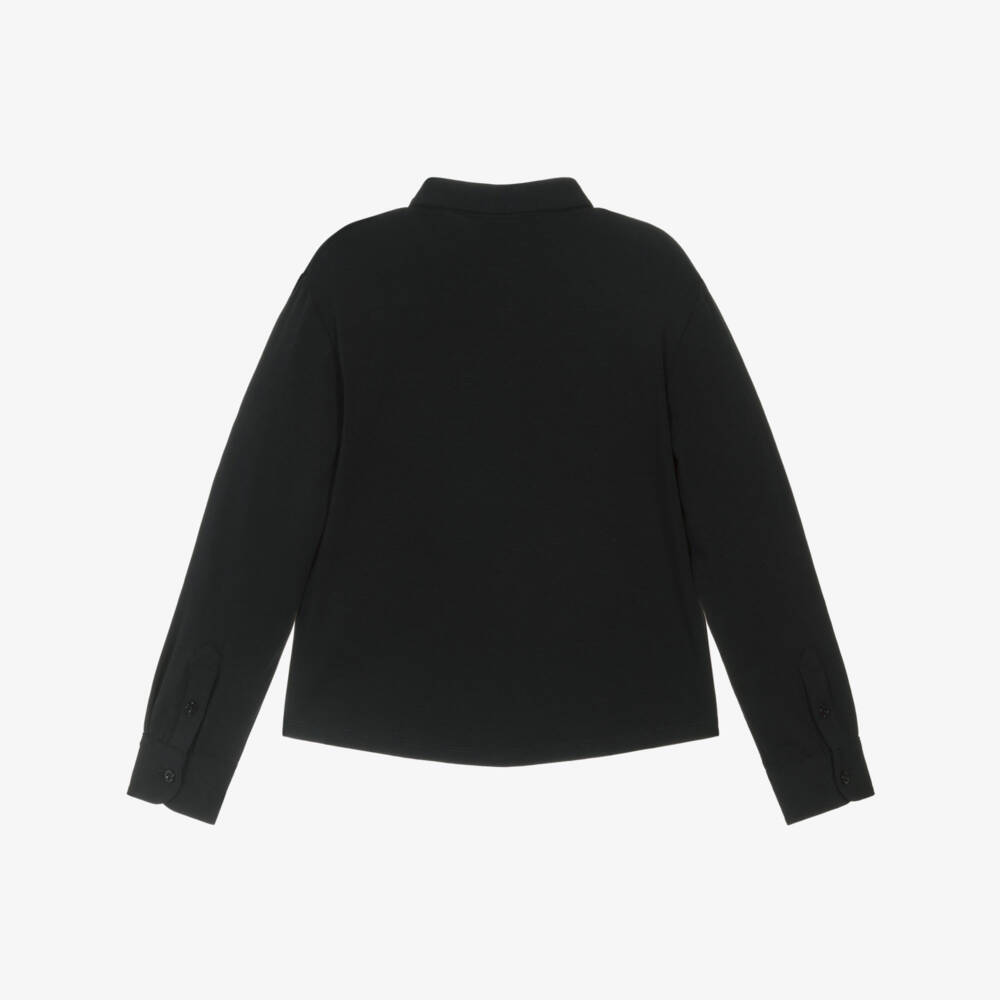 Emporio Armani-Boys Navy Blue Cotton Jersey Shirt with Embroidered Eagle Logo | Childrensalon Outlet