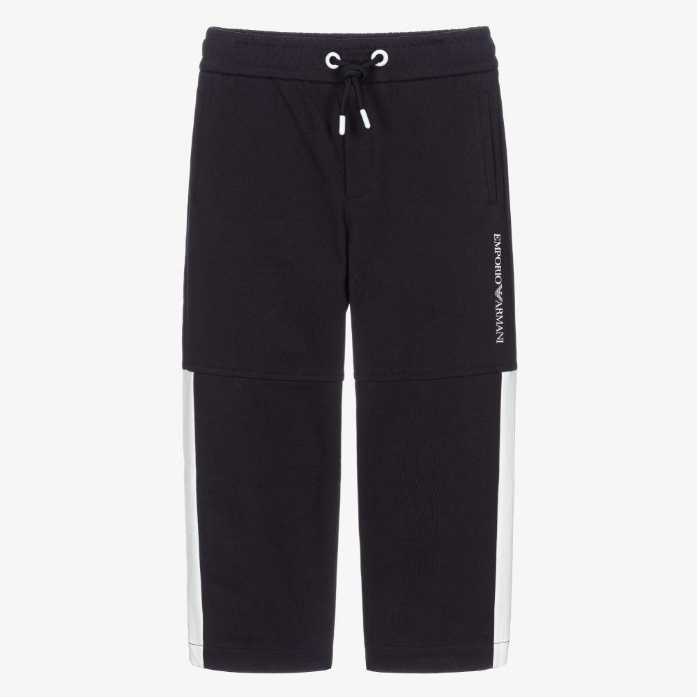 Emporio Armani-Boys Navy Blue Cotton Joggers | Childrensalon Outlet
