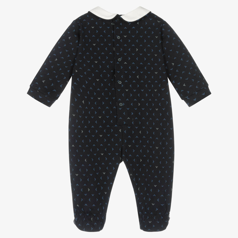 إمبوريو أرماني-أفرول بيبي غرو قطن لون كحلي وأبيض للمواليد | Childrensalon Outlet