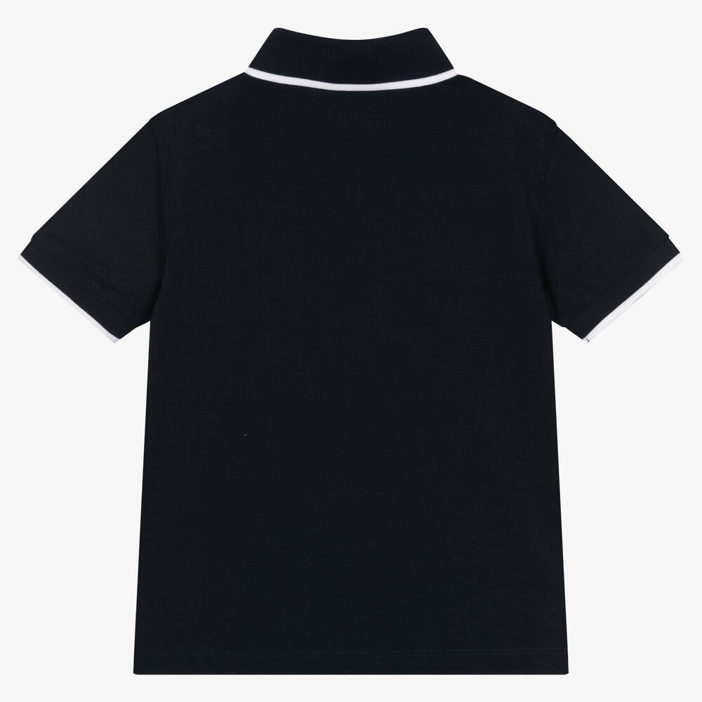 Emporio Armani-Boys Navy Blue Cotton Polo Shirt | Childrensalon Outlet