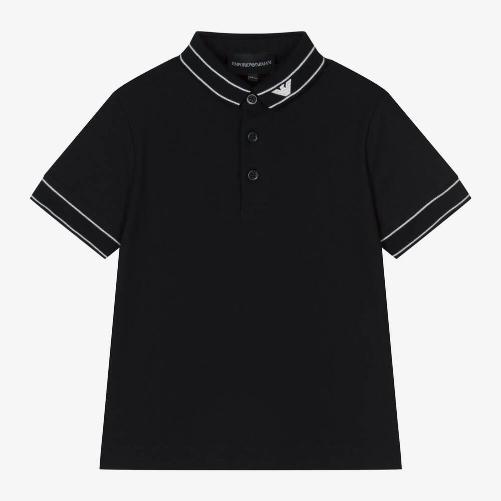 Emporio Armani-Boys Navy Blue Cotton Polo Shirt | Childrensalon Outlet