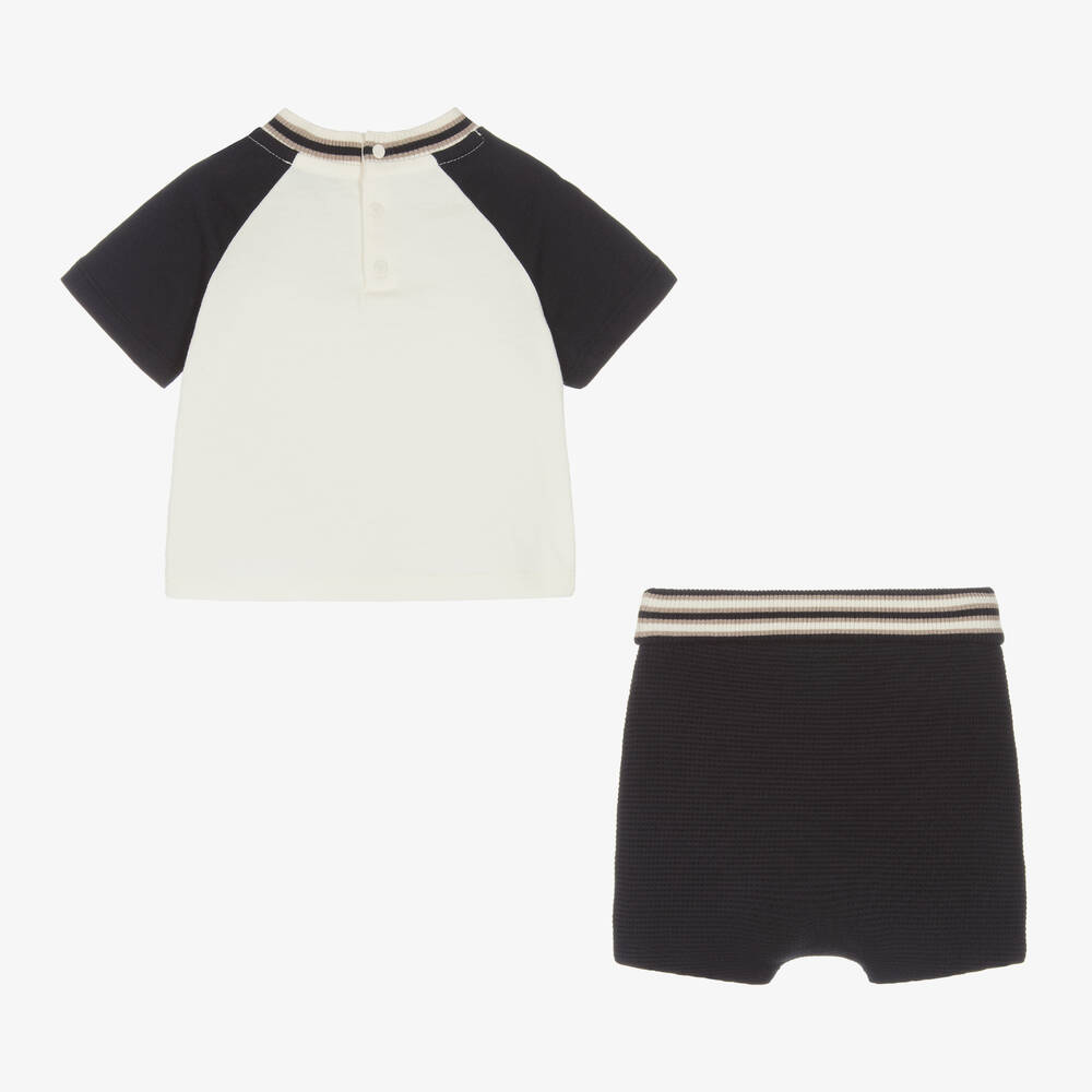 Emporio Armani-Boys Navy Blue Cotton Shorts Set | Childrensalon Outlet