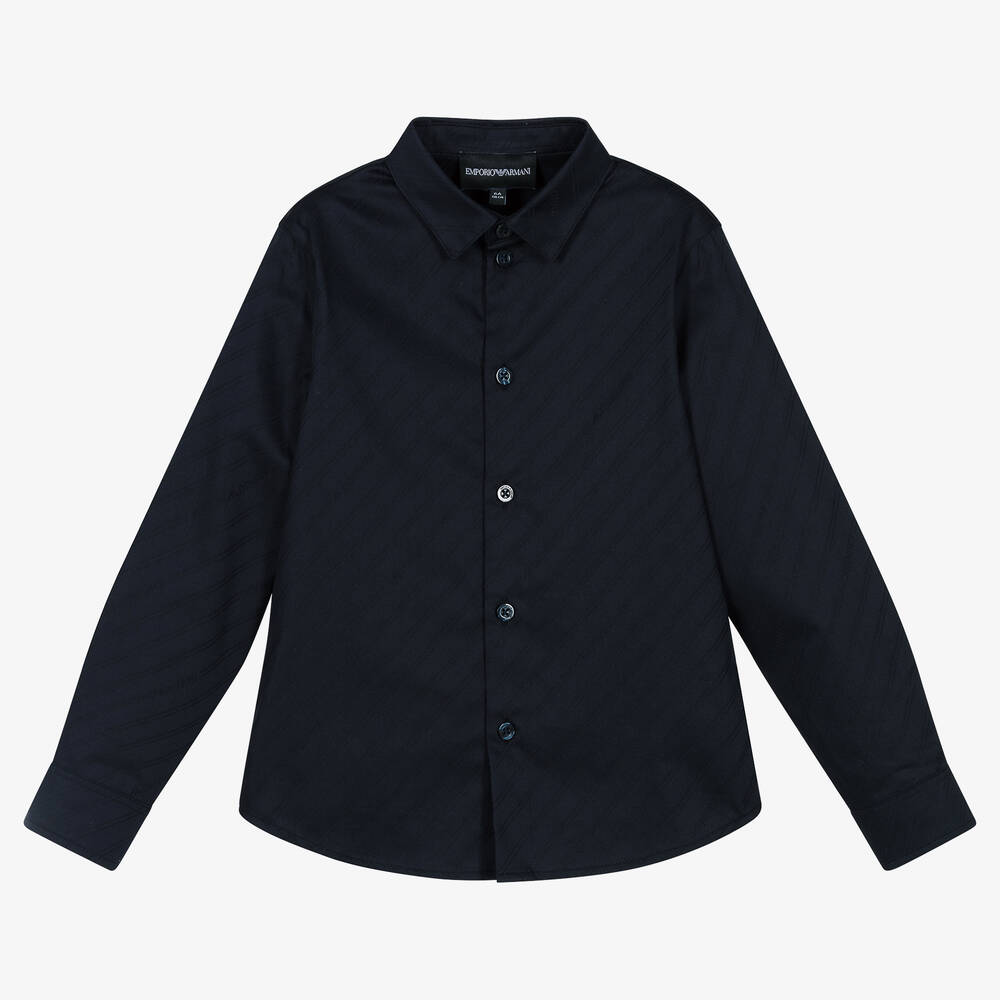 Emporio Armani - Chemise rayée bleu marine Garçon | Childrensalon