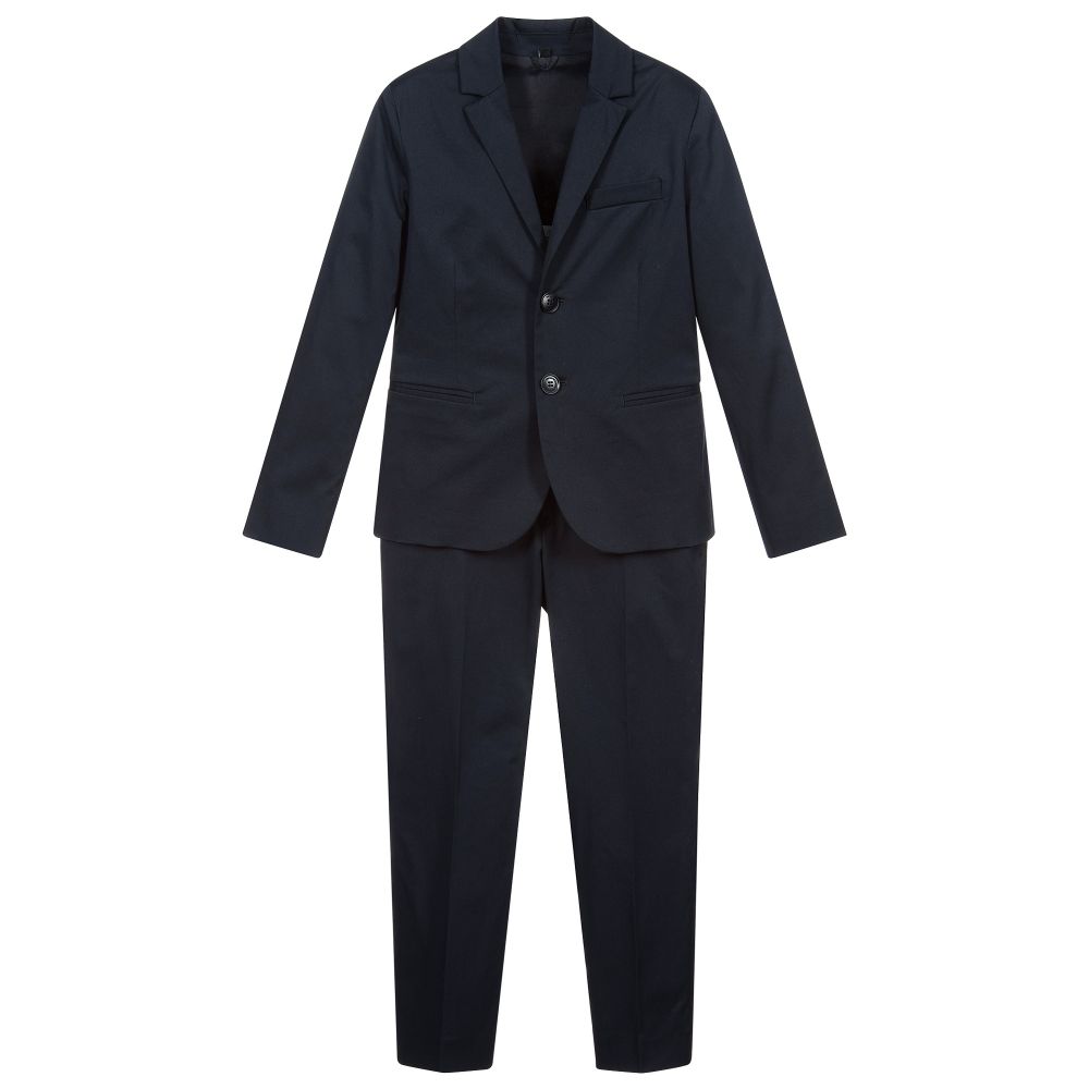 Emporio Armani - Boys Navy Blue Cotton Suit | Childrensalon