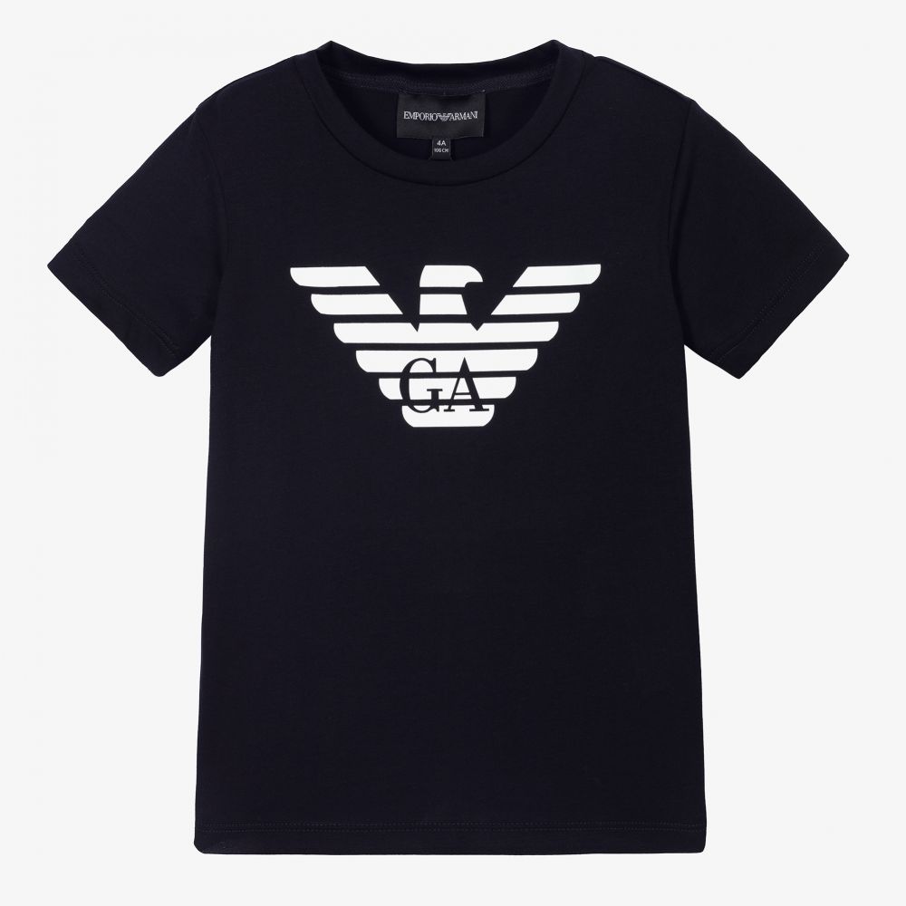 Emporio Armani - Navyblaues Baumwoll-T-Shirt (J) | Childrensalon
