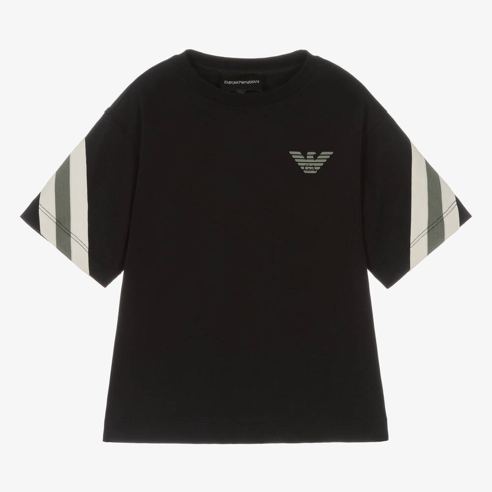 Emporio Armani-Boys Navy Blue Cotton T-Shirt | Childrensalon Outlet