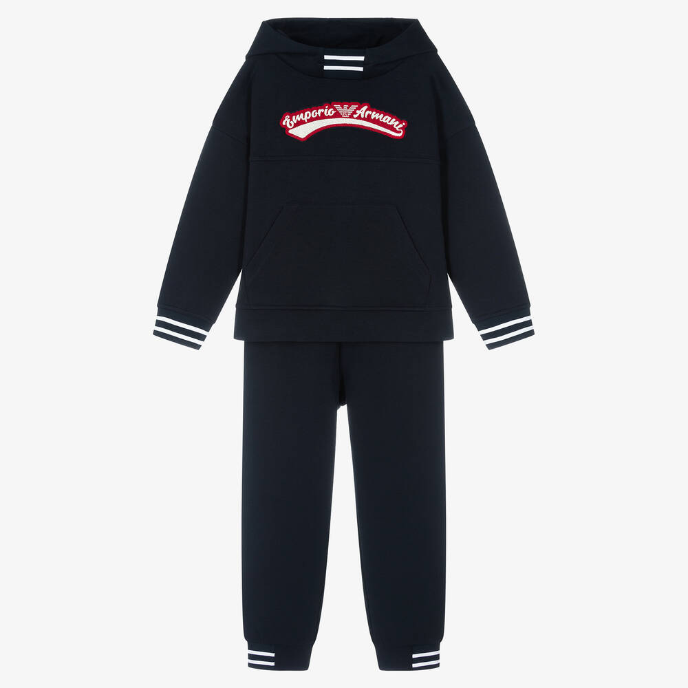 Emporio Armani - Boys Navy Blue Cotton Tracksuit | Childrensalon