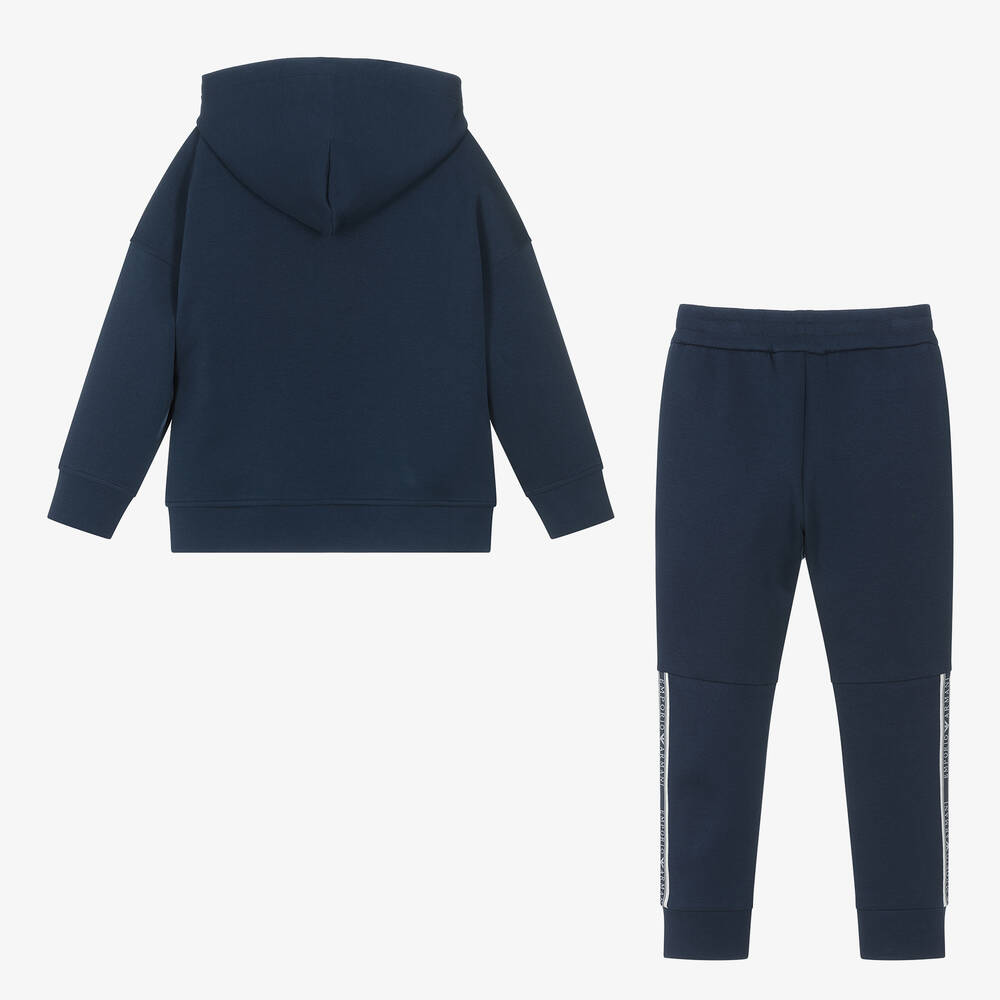 Emporio Armani-Boys Navy Blue Cotton Tracksuit | Childrensalon Outlet