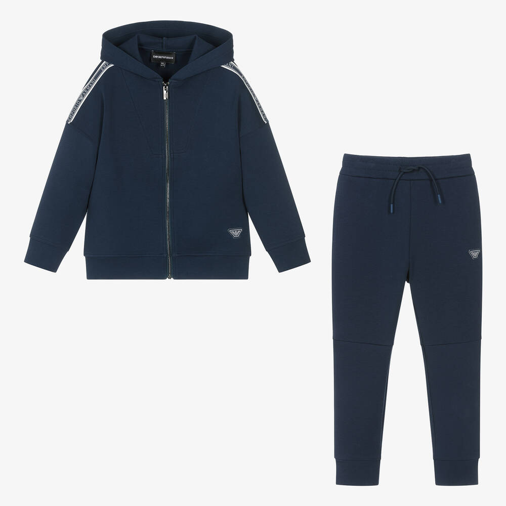 Emporio Armani-Boys Navy Blue Cotton Tracksuit | Childrensalon Outlet