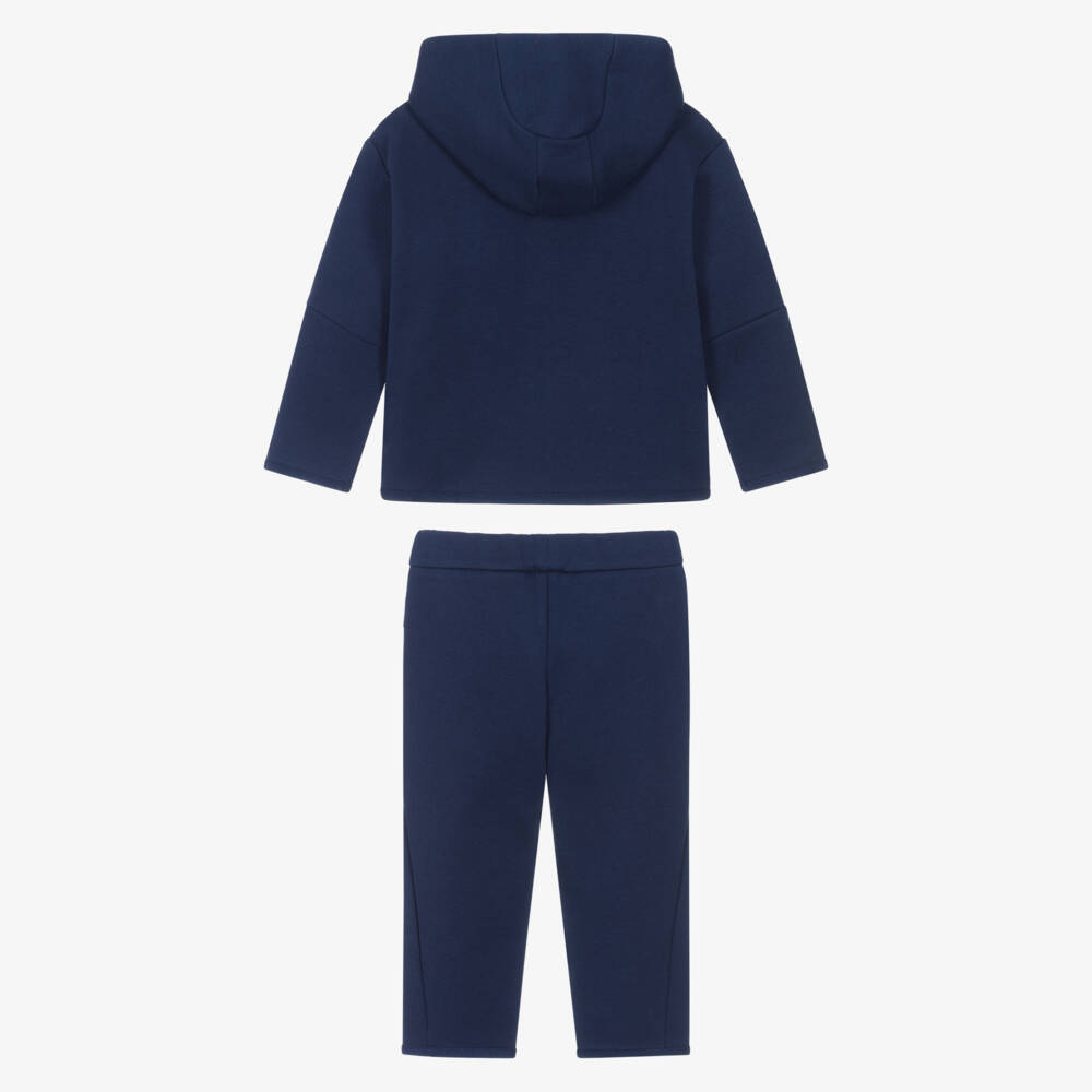Emporio Armani-Boys Navy Blue Cotton Tracksuit with Chevron Ribbon Trim | Childrensalon Outlet