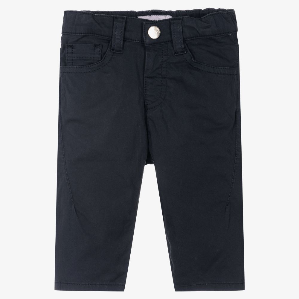 Emporio Armani-Boys Navy Blue Cotton Trousers | Childrensalon Outlet