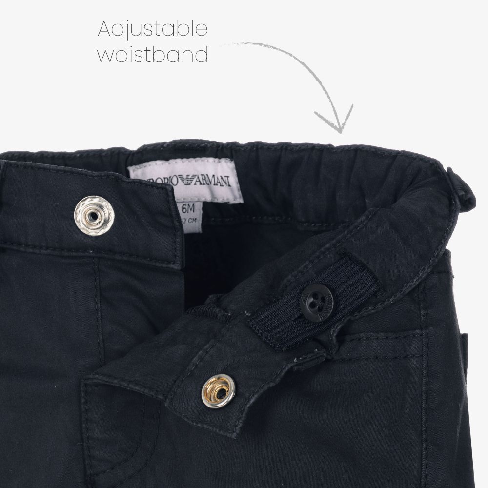 Emporio Armani-Синие хлопковые брюки для мальчиков | Childrensalon Outlet