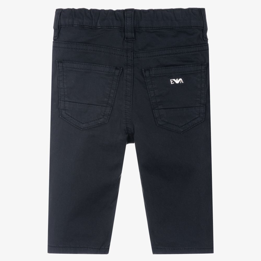 Emporio Armani-Синие хлопковые брюки для мальчиков | Childrensalon Outlet