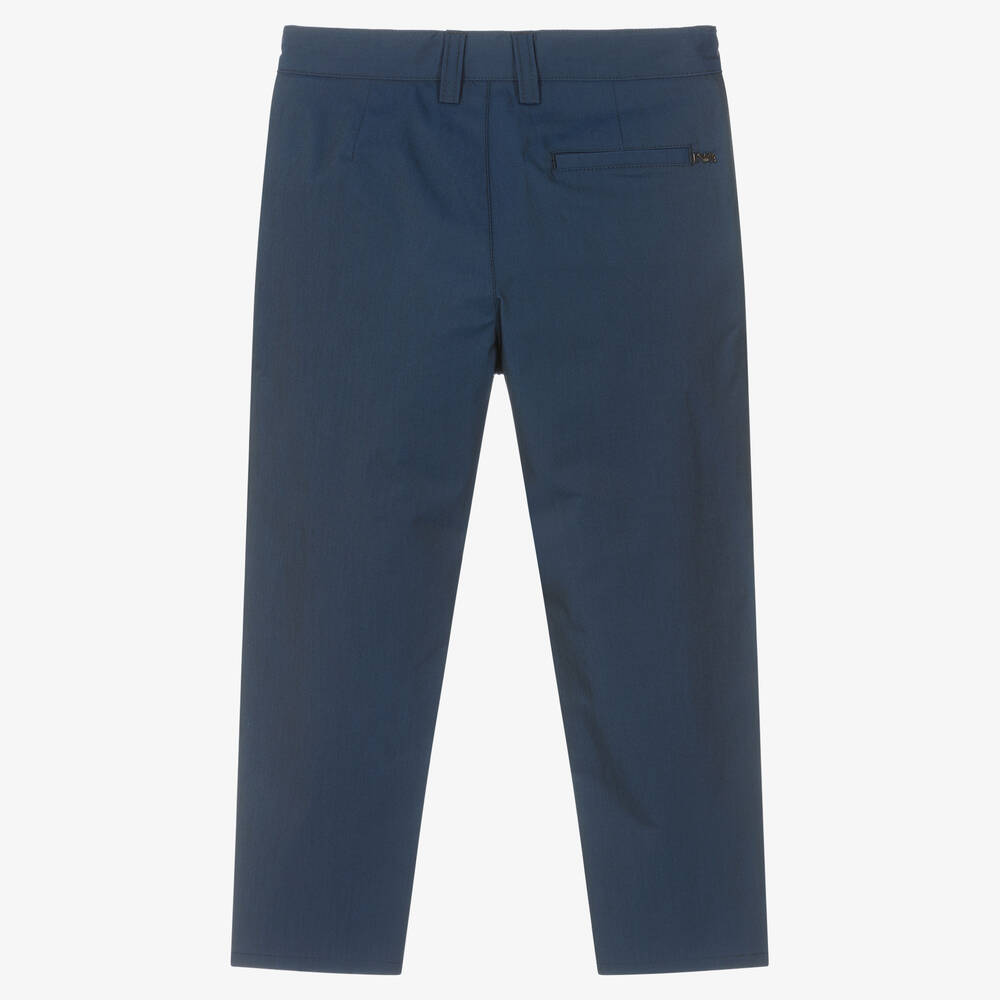 Emporio Armani-Boys Navy Blue Cotton Trousers | Childrensalon Outlet