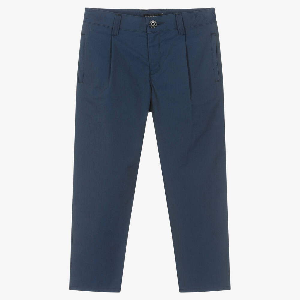 Emporio Armani - Pantalon bleu en coton garçon | Childrensalon